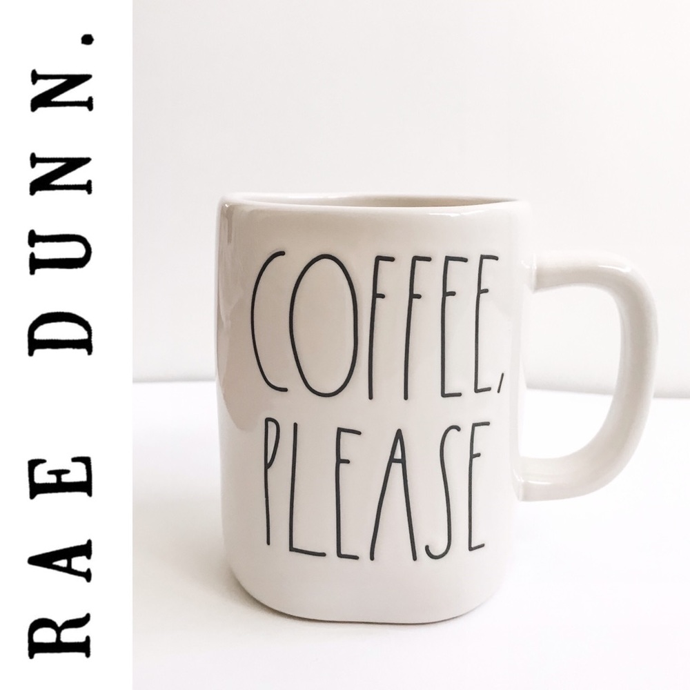 NEW Rae Dunn “Coffee, Please” Engraved White Ceramic Coffee Mug